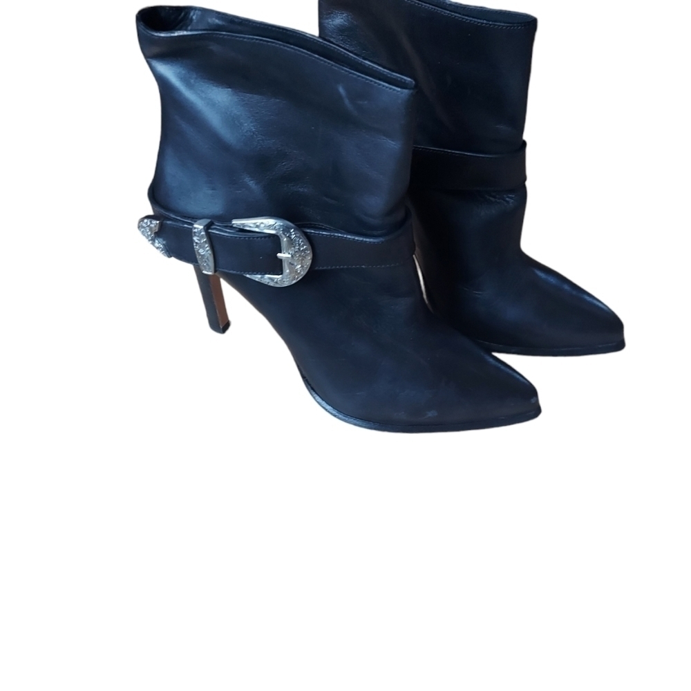 8.5 Paige Holly Women's Ankle Bootie Boots Size Black Leather Boots - Picture 5 of 15